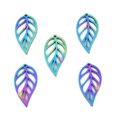 thumbnail image 2 of Ion Plating(IP) 201 Stainless Steel Pendants Hollow Leaf Rainbow color 30.5x15.5x1.5mm Hole: 1.4mm 20pcs, 2 of 3
