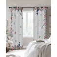 thumbnail image 2 of Spring Floral Blackout Curtains 90 Inch Length 2 Panels Set for Living Room Bedroom, Watercolor Flower Butterflies Birds Plant Privacy Window Treatment Thermal Insulated Black Out Drapes 52"x90", 2 of 8