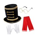 thumbnail image 1 of Conjunto de 4 piezas de accesorios de disfraz de Papá Noel para adultos para juegos de rol. negro, 1 of 8