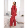 thumbnail image 3 of MINTREUS Lounge Sets for Women Knit Short Sleeve Tops and Long Pants Soft Comfy Pajamas Set Oversized 2 Piece Outfits S-4X, 3 of 8