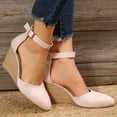 thumbnail image 5 of Closed Toe Wedges for Women Dressy Pointed Toe Platform Wedge Sandals Ankle Strap Heeled Sandals Ladies Comfortable Summer Dress Shoes for Beach Wedding, 5 of 5