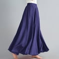 thumbnail image 4 of Plus Size Skirts for Women Solid Color Elastic Waist Maxi Skirt Linen Flowy Long Skirt Solid Color Summer Skirts Holiday Costume Going Out, 4 of 5