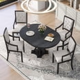 thumbnail image 4 of 5 Piece Round Dining Table Set, TUANLUO Dining Room Set with Extendable Table and 4 Upholstered Chairs, Wood Dining Table Set for 4, Farmhouse Dining Table Set for Dining Room Apartment, Black, 4 of 10