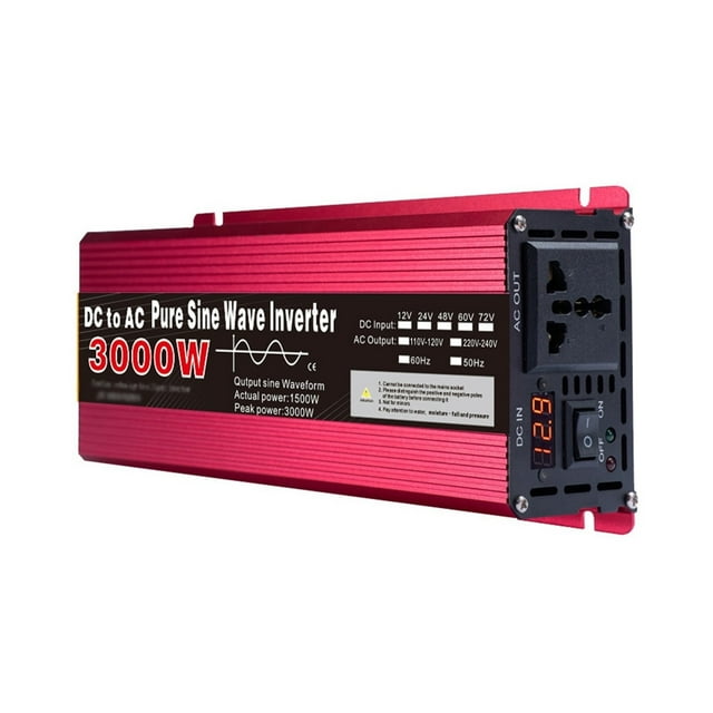 1000W 3000W Pure Sine Wave Inverter PV 12V to DC to AC Portable Power Bank Converter Car Solar Inverter ,Easy to Use