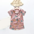 thumbnail image 2 of Odeerbi Toddler Girls 2 Piece Pajamas Set Cartoon Satin Sleepwear Fashion Casual Short Sleeve Tops Turndown Neck Collar Botton Printed Shorts Sets Pink-2, 2 of 4