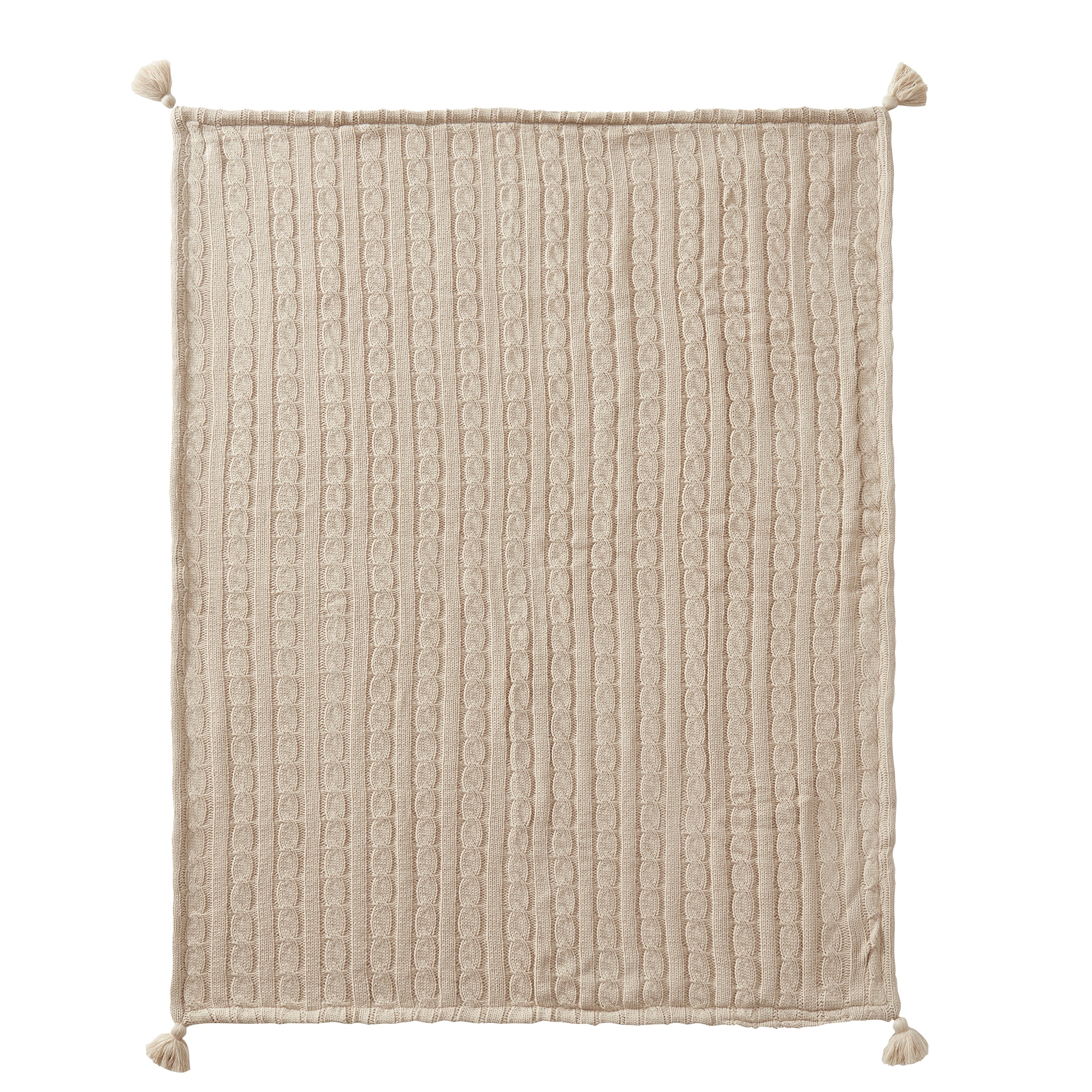 My Texas House Reece Sherpa Cable Knit Throw, 50" x 60", Brown Rice