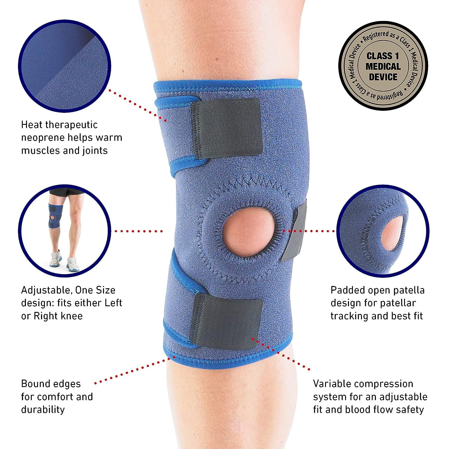 Neo G Knee Brace for Women and Men Knee Support Open Patella for Joint Meniscus Knee Pain Relief, Arthritis, Sprains, Strains, Instability - Adjustable Compression - One size