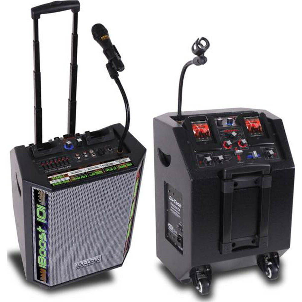 Portable Pa System For Ipod Dj Tech IBOOST101 1500 Watts Max Portable Pa System W/ Dual Ipod Docks