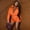 Orange, variant on Puffer Playsuit Thick Romper With Zipper Casual Streetwear (L, Black)