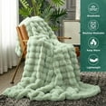 thumbnail image 2 of GHOUSE Faux Fur Fuzzy Throw Blanket Soft Fluffy Throw Blankets 860GSM 50x60 Inches for Sofa Bed Green, 2 of 7