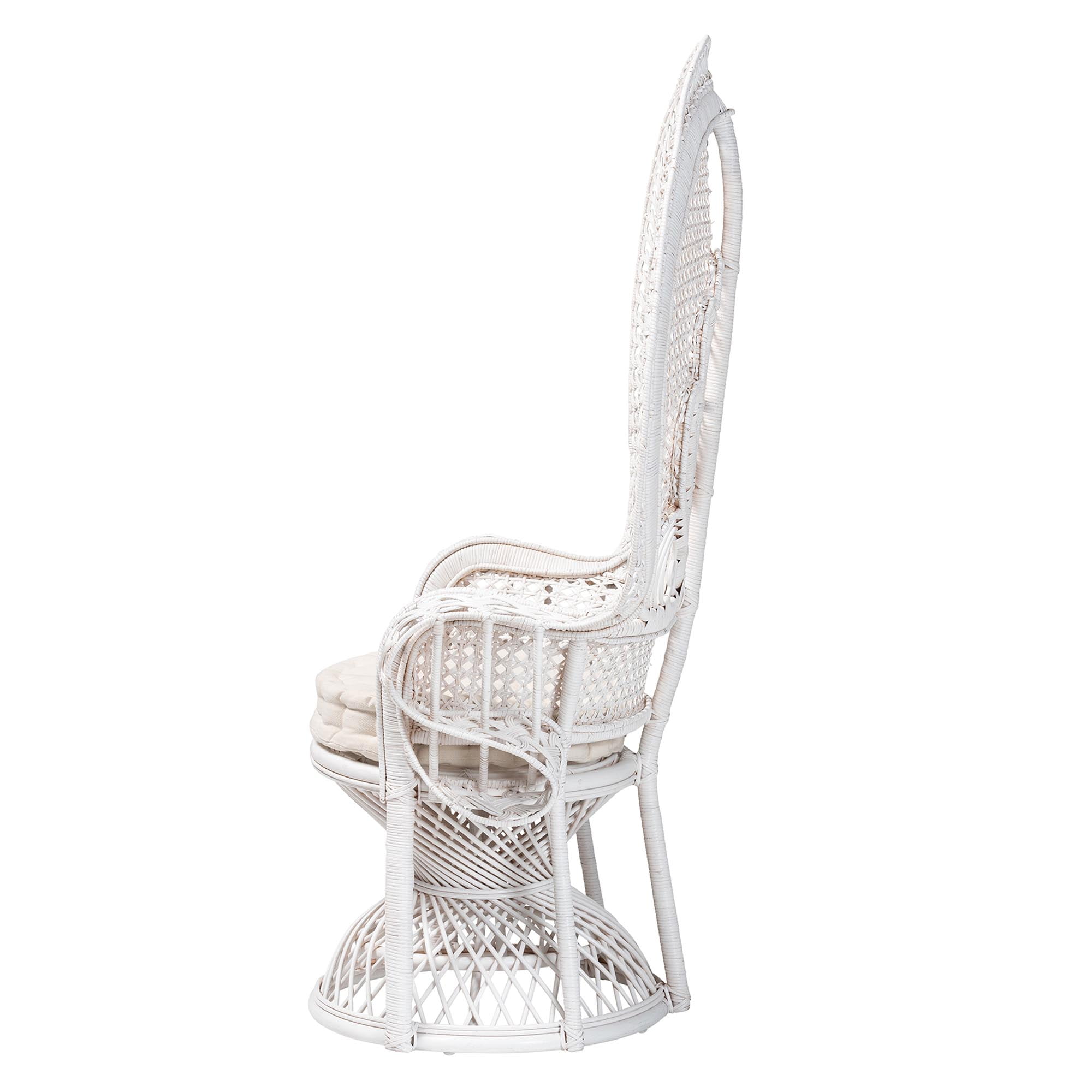 bali & pari Ediva Rattan BOHO Peacock Chair, White