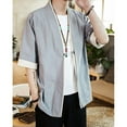 thumbnail image 3 of CHOK Fashion Casual Man Shirts Men‘s Linen Japanese Kimono One Button Cardigan Jacket Ancient Style, 3 of 5