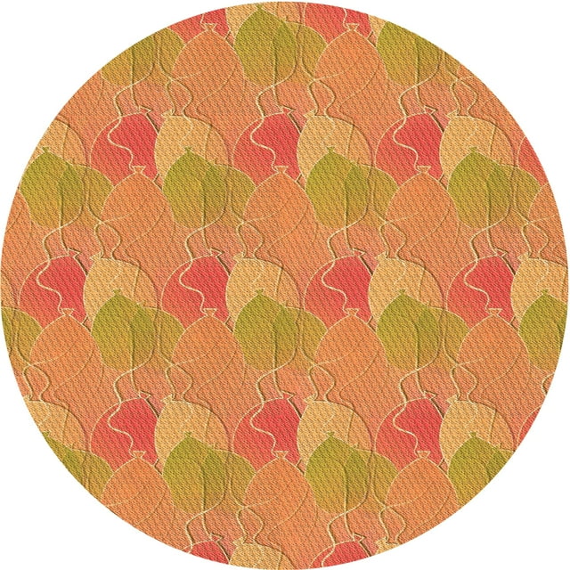Ahgly Company Tapis Rond Lavable en Machine Intérieur Transitionnel Orange Rouge Orange, 3 Pieds Rond