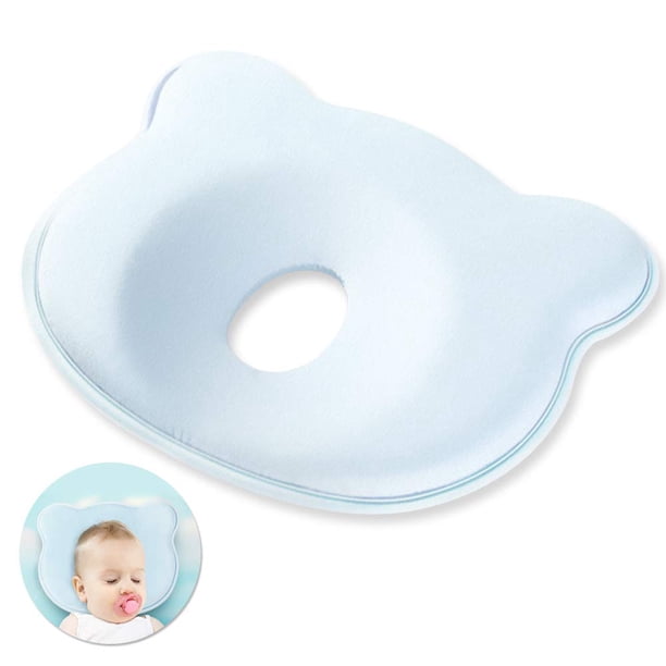 Almohada Bebé, Almohadas y Cojines Bebé, Cojín Nube Infantil, Almohada Ortopédica Bebé, Síndrome Plagiocefalia Anti-Cabeza Plana, Almohada Memoria Reposacabezas Bebé (Azul) JFHHH pequeña