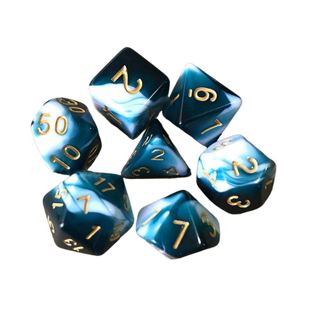 7 Classic Yellow & Green-Red Dice Set 