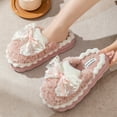 thumbnail image 4 of Luxalzxs Fuzzy Cute Bow Tie Slippers for Women, Comfy Memory Foam Cloudy Soft Warm Slippers Indoor Outdoor House Slippers, 4 of 5