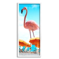 Giant Tropical Flamingo Beach Animals & Insects Graphic Art White Framed Art Print Wall Art