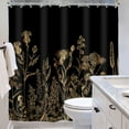 thumbnail image 3 of Extra Long 72Wx84H Shower Curtain for Bathroom Decor Black Gold Dark Floral Wildflower Vintage Botanical Rustic Farmhouse Plant Art Printed Fabric Polyester Waterproof 12 Pack Plastic Hooks, 3 of 6