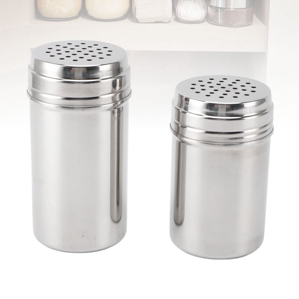 2 Saleros Y Pimenteros De Acero Inoxidable 304 Con Tamiz De Malla Para Saleros, Pimientos, Azúcar, Recipiente Dispensador De Condimentos Con Agujeros Ajustables Para Verter