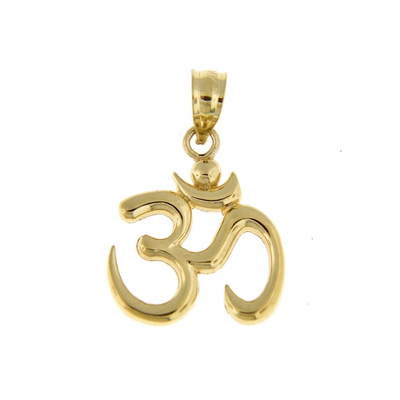 14K Yellow Gold Om Symbol Yoga Open Back Pendant Charm