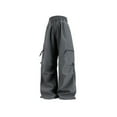 thumbnail image 4 of RongHuan Womens Windbreaker Pants Loose Fit Wide Leg Cargo Pants High Waist Pants with Pockets Casual Outdoor Hiking Pants, 4 of 5
