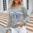 thumbnail image 4 of Sweaters Plus Size Womens Long Sleeve Round-Neck Bow Tie Knitted Sweater, 4 of 6