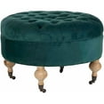 thumbnail image 2 of SAFAVIEH Clara Classic Rustic Tufted Round Ottoman with Casters, Marine, 2 of 2