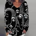 thumbnail image 2 of Moda damas casual manga larga cuello pico mujer blusa estampado camiseta tops Fridja hj2765, 2 of 7