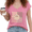 1-Rose Red, variant on Women's Retro Checkered Smiley Face V-Neck Sleeveless T-Shirt Blue Fashion Casual Top