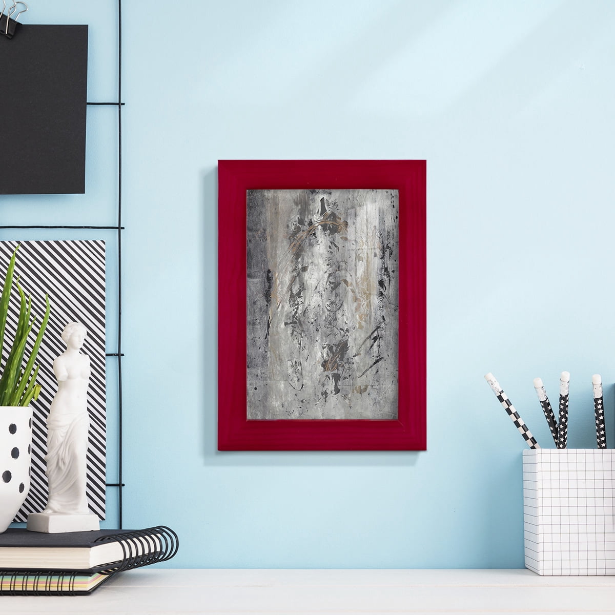 Ancient Marks II - Framed Print w/glass - Cherry Red