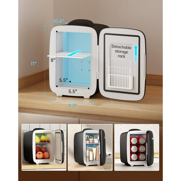 Fridge, Small 4L Rapid Cooling Skincare Fridge for Bedroom, Office, Car