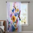 thumbnail image 4 of Pink Purple Hummingbird Sheer Curtains 63 Inches Long, Spring Oil Painting Sunflowers Light Filering Curtains, Breathable Simi Curtain Privacy Drapes for Living Room Bedroom Window Treatment, 4 of 9