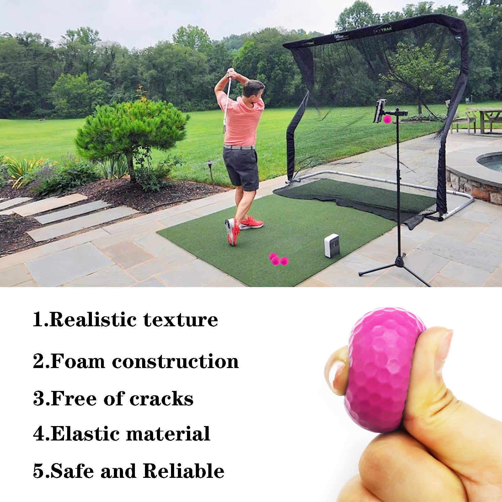FINGER TEN Golf Practice Balls with Bucket Value 50 Pack, Soft Foam with Limited Flight for Safe Practice