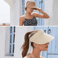 thumbnail image 5 of Sombrero para el sol con cinta de verano, sombrero de playa a rayas suave y transpirable, 5 of 5