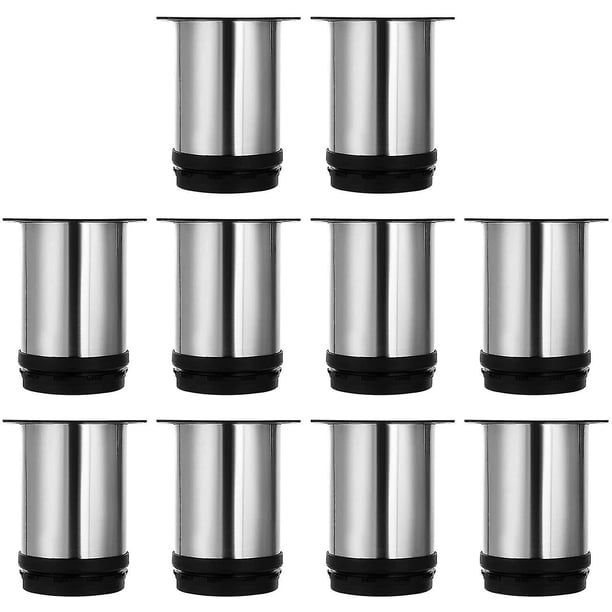 Xceedez Juego de 8 patas ajustables para muebles, patas de gabinete de 80 mm de altura, patas redondas para muebles de acero inoxidable cepillado, patas para sofá, patas para mesa,