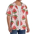 thumbnail image 2 of Yiaed Hand Drawn Watermelon Print Mens Casual Wrinkle Free Shirts Short Sleeve Button Down Summer Stretch Dress Shirt-Medium, 2 of 5