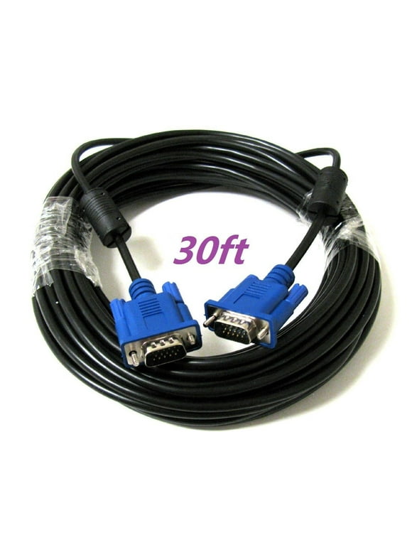 CableVantage New 30ft 15 PIN Blue VGA 100ft VGA Monitor M/M Male To Male Cable CORD FOR Monitor PC TV 30 ft Blue