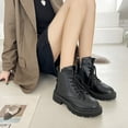 thumbnail image 2 of Fesfesfes Platform Boots for Young Ladies And Winter Women's Side Zipper Lace Up British Style Increased Thick-soled Short 6(37), 2 of 9