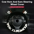 thumbnail image 2 of Wharick Cow Car Steering Wheel Cover with Horns Ears Anti Slip Sweat Absorption Comfortable 15 Inch Universal Women Auto Steering Wheel Protector Car Accessories, 2 of 8