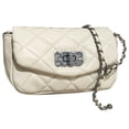 thumbnail image 2 of Bolso de mano elegante de color beige para mujer con cierre a presión y diseño de cuadros de diamantes acolchados, 2 of 8