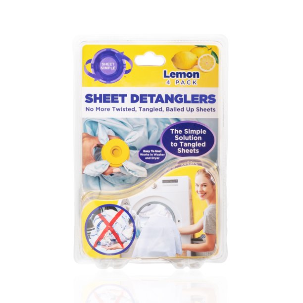 Sheet Simple, Reusable Lemon Scented Silicone Sheet Detanglers, 4 Pack