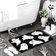 thumbnail image 2 of Halloween Ghost Bathroom Rug Cute Spooky Halloween Bathroom Decor Non Slip Halloween Bath Mat Machine Washable Ghost Shower Floor Mat Halloween Rug for Bathroom Home Decor(Black, White), 2 of 6