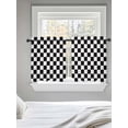 thumbnail image 5 of Simple Black White Checkered Tier Curtains 24 Inch Length,Sheer Curtains for Bedroom Living Room Window Lattice Buffalo Plaid Rod Pocket Drapes Kitchen Curtains Small Half Window 27.5"x24" 2 Panels, 5 of 6