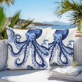 thumbnail image 3 of Throw Pillow Covers 24x24 Inch Set of 2, Navy Blue Octopus Coastal Waterproof Outdoor Pillow Covers, Nautical Summer Beach Ocean Decorative Cushion Pillowcases for Couch, Sofa, Bed, Garden, Patio, 3 of 9