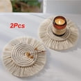 thumbnail image 1 of 2 Pcs-style sous-Verres Macramé Faits à la Main en Coton, Blanc Crème, 1 of 5