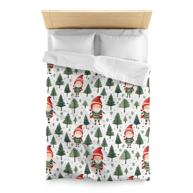 Elf Funda Nórdica, Árboles de Navidad Xmas Ropa de Cama Individual Doble Queen King Full