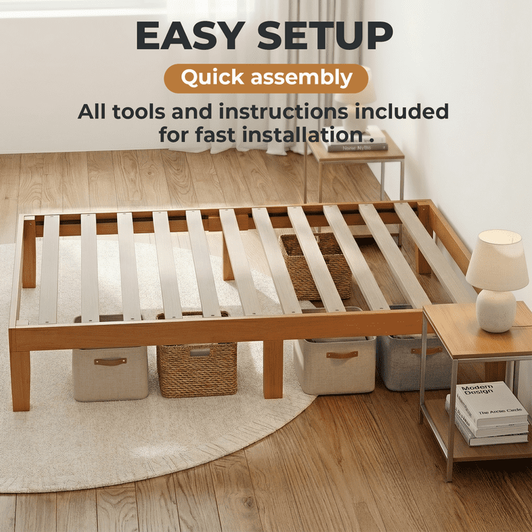 Alvantor Solid Wood Platform Bed, Natural Pine photo 7