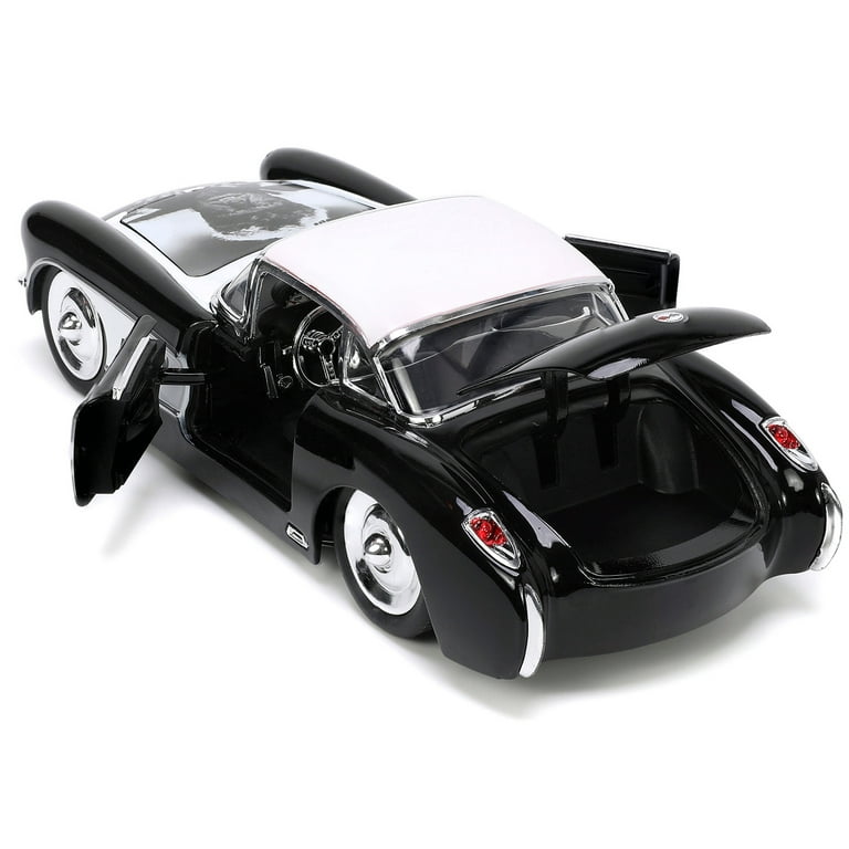 1957 Chevrolet Corvette Black w/White Top and Wolfman Diecast Figure  