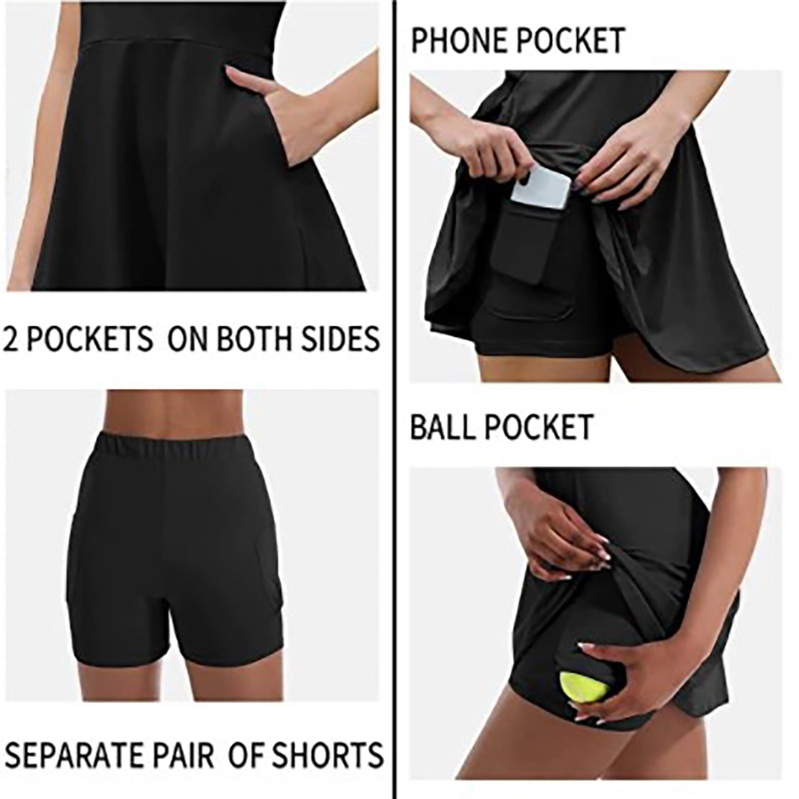 ZRBYWB Womens Dresses Women's Tennis Skirt With Built In Shorts Dress With 4 Pockets Sleeveless Exercise. Dresses For Women 2023