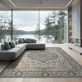 thumbnail image 2 of ODIKA 8'x10' Beige Blue Floral Medallion Design Washable Area Rug Elegant Ornamental Pattern with Borders Durable, Non-Slip for Living Room, Under Sectional, Family, 2 of 7
